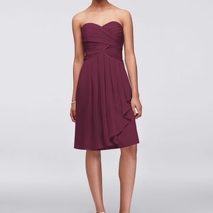 David's Bridal F14847 Bridesmaid Dress wine